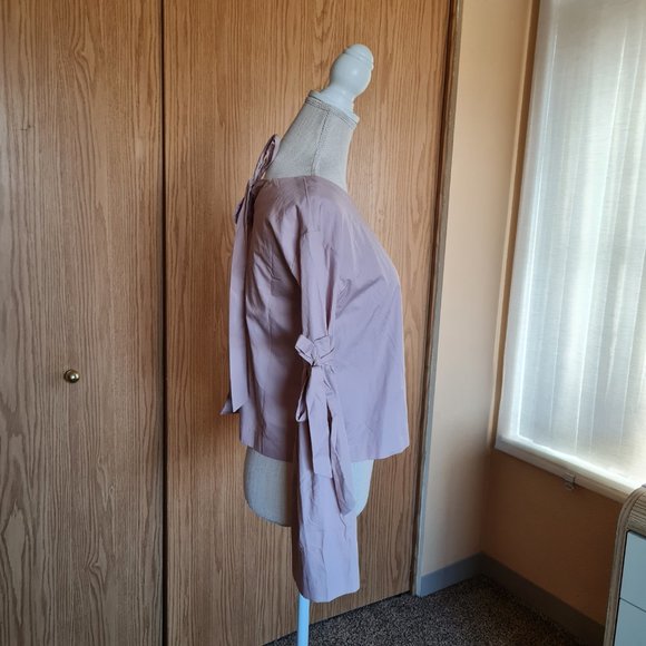Free People Pink Mauve Bell Sleeve Cotton Blouse So Obviously Yours Flow NWT - Picture 5 of 10